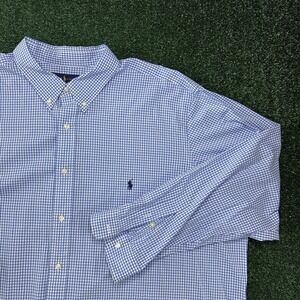 Ralph Lauren Men's Long Sleeve Button Shirt Size 4XB Blue Plaid